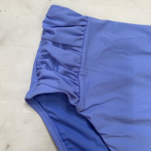 Bar III High Waist Shirred Side Bikini Bottom Size S Berry Periwinkle Blue New - Picture 3 of 5